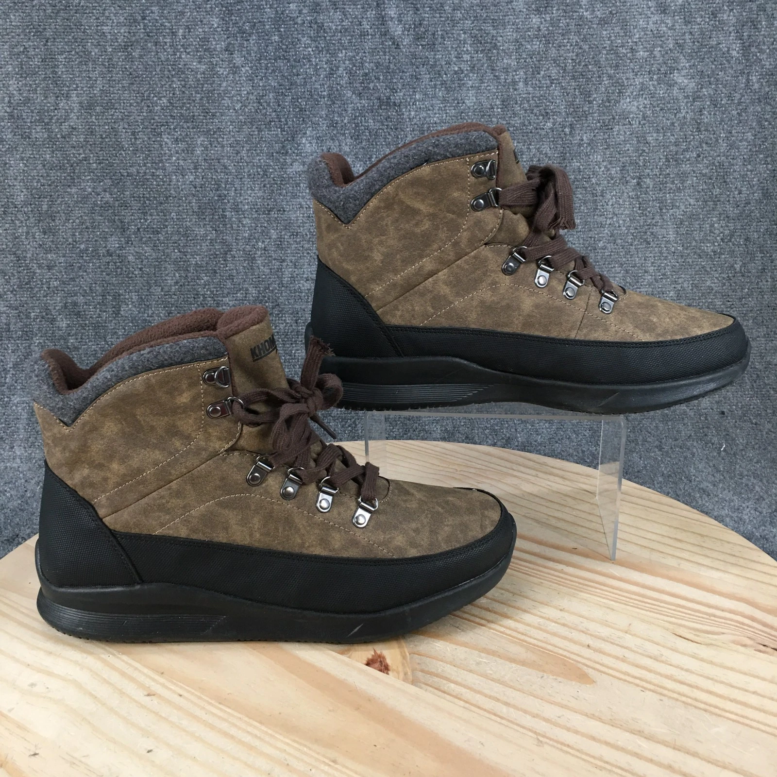 Khombu Cascade Boots Mens 12 M Insulated Lace Up Winter Ankle Boot Brown Black