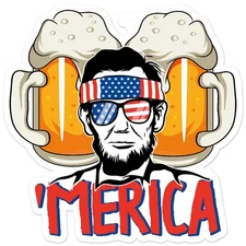 'Merica Abe Lincoln Beer - Vinyl Decal Sticker - Car Window Laptop - ebn9877