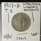 1917  D T1 KEY DATE STANDING LIBERTY QUARTER In Very Fine++ Condition  XX419