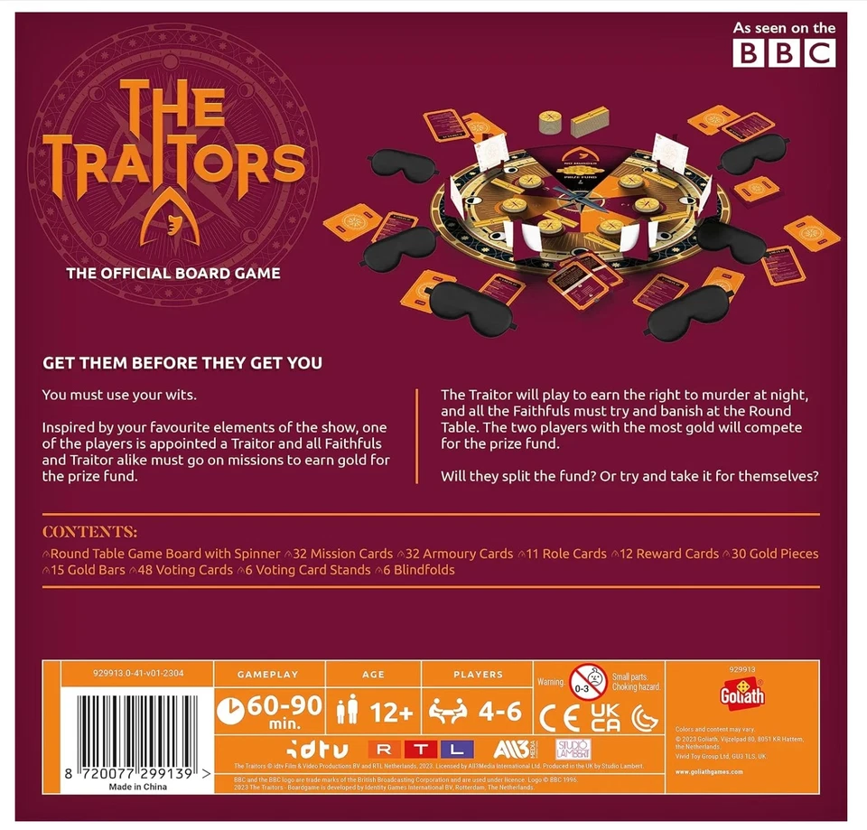 THE TRAITORS Official Board Game As Seen On BBC TV Goliath 4 to 6 Players 12+ - Image 3 of 4
