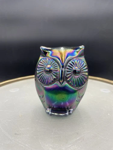 Vintage Fenton Amethyst Carnival Glass 3.5” Owl Figurine