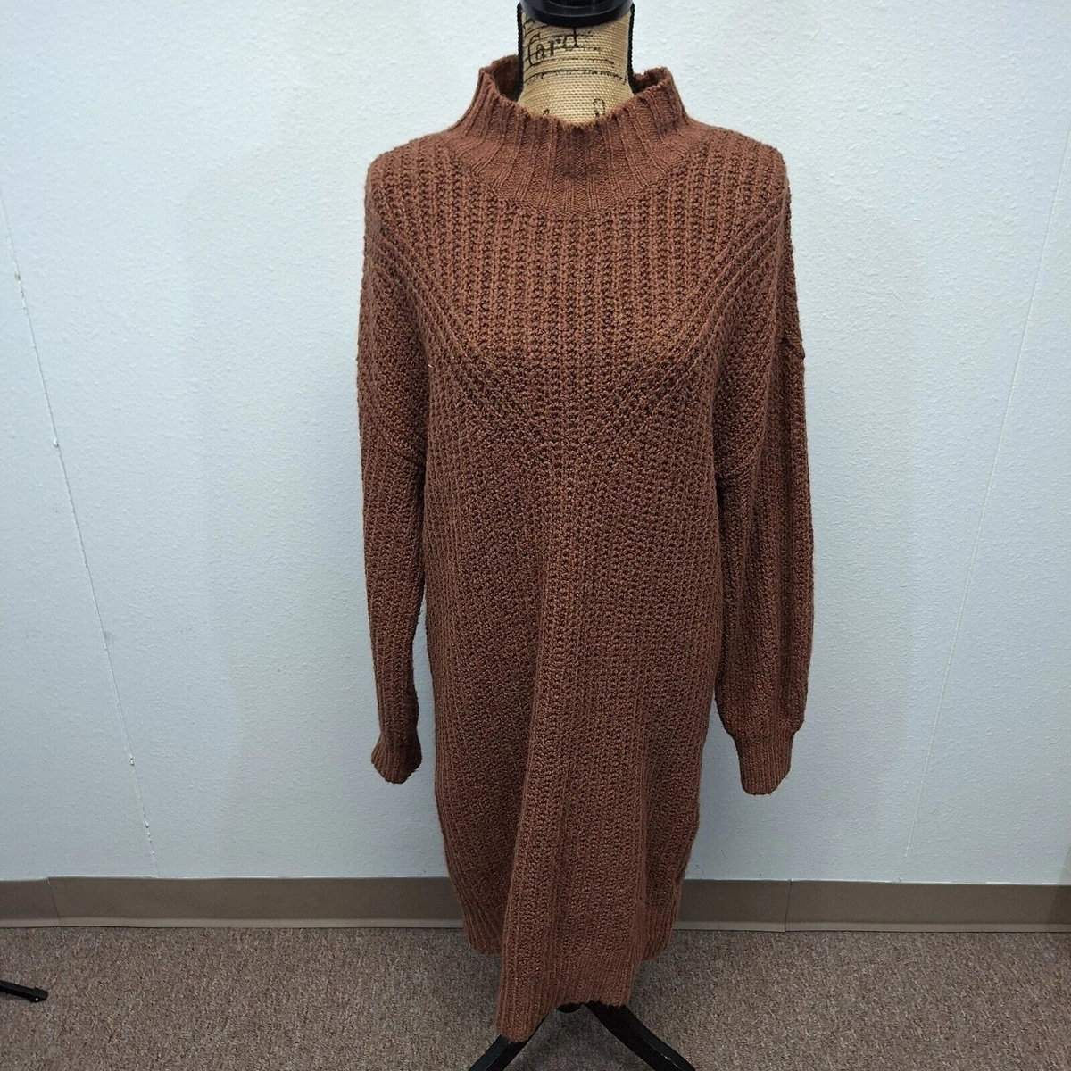 old navy brown sweater dress Maroon + Toffee Knit Two Tone Dress