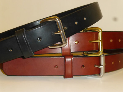 AMISH STYLE ENGLISH BRIDLE LEATHER GUN BELT! 1-1/2'' USA!! MADE IN OHIO! 12/13oz