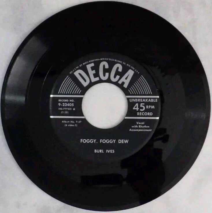 BURL IVES Foggy, Foggy Dew / Rodger Young DECCA 9-23405 - Image 2 of 2