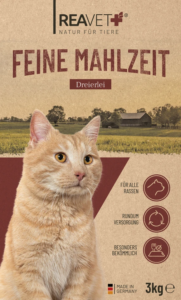 REAVET Katzenfutter Trocken 3kg mit Geflügel Rind & Lachsöl, Trockenfutter Katze - Bild 4 von 4