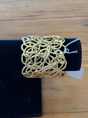 Karine Sultan Women's Gold-Tone Adjustable Swirl Cutout Openwork Cuff Bracelet