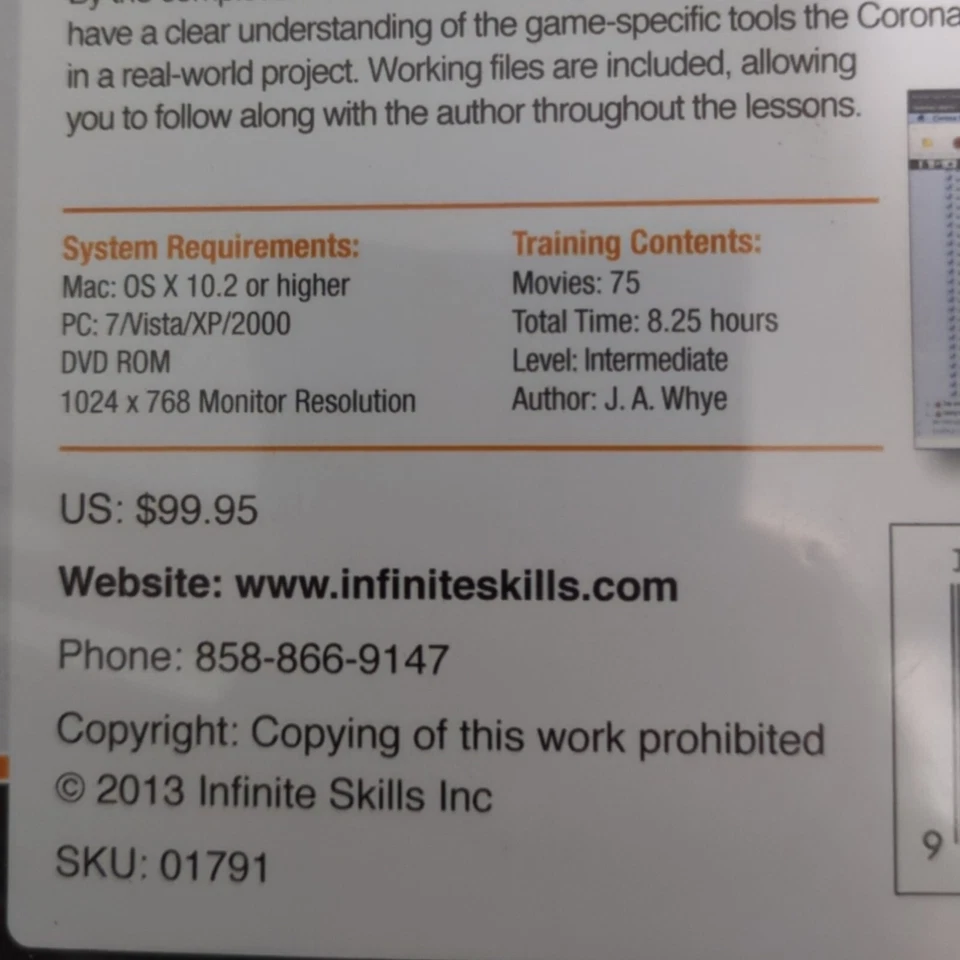 Desarrollo de juegos móviles con Corona SDK DVD ROM Infinite Skills - J.A. Whye Foto 4 de 4