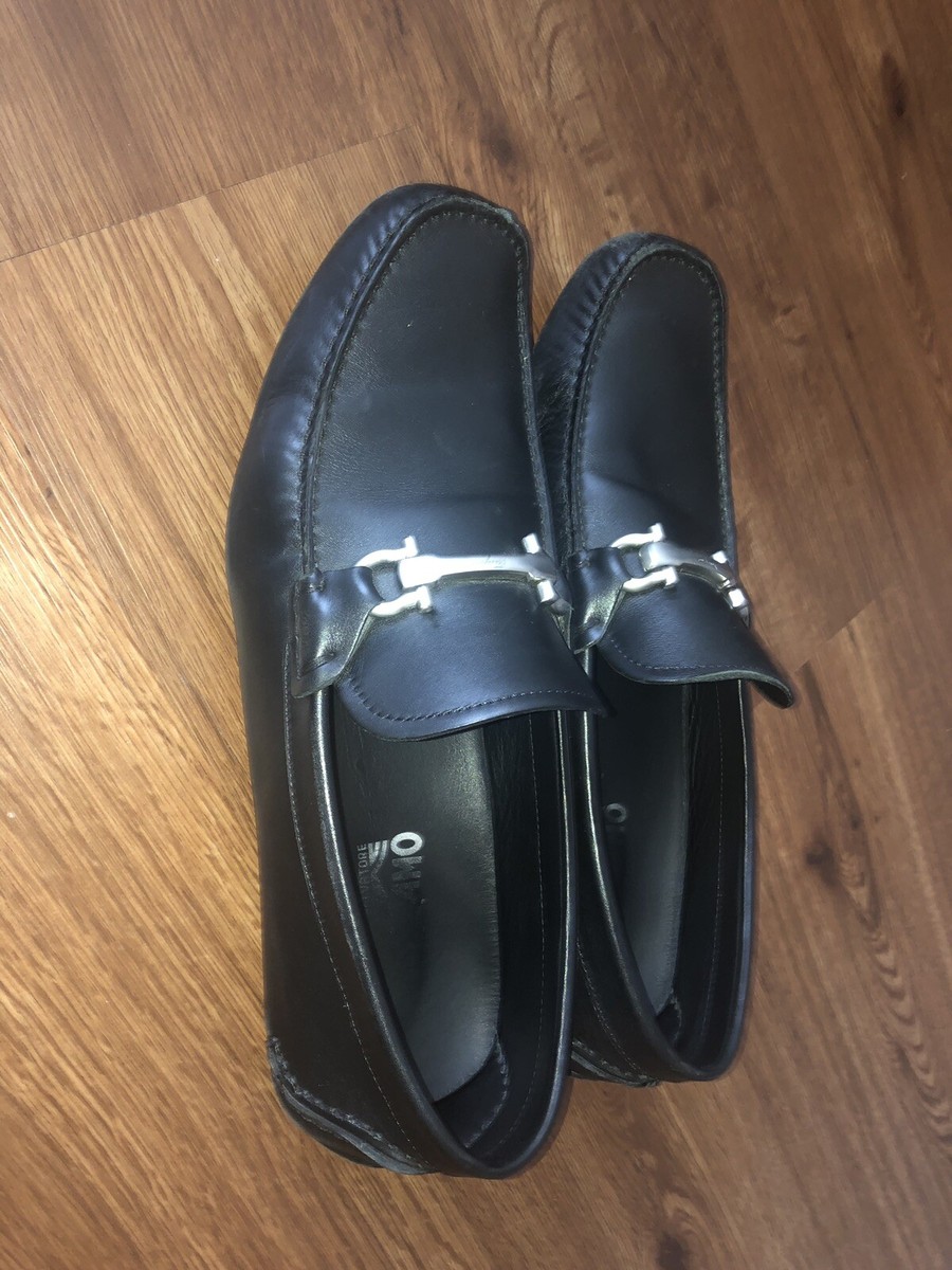 Salvatore Ferragamo Mens Silver Horse Bit Black Loafers Size  display picture 2