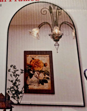Arched Wall Mirror Black Metal Frame Shatter Resistant Lightweight 38 x 26