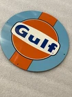 Gulf Racing Gasoline Oil Gas Heavy Steel Metal Vintage Style Sign