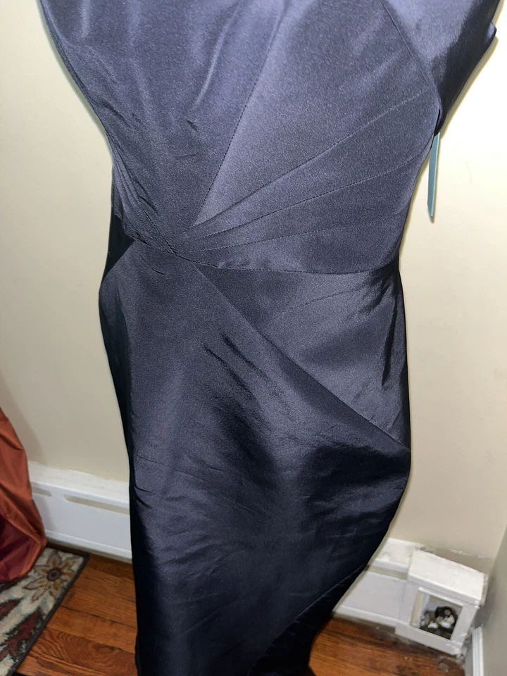 NUEVO CON ETIQUETAS VESTIDO DE CÓCTEL ZAC POSEN AZUL MEDIANOCHE $2,990 100% SEDA FORRADO CRUZADO Foto 2 de 4