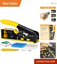 RJ45 Crimp Tool Kit Metal Ergonomic Multi-Modular Ethernet Tester Pass Through