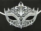 White Crystal Crown Laser Cut Venetian Mask Masquerade Metal Filigree