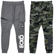 Ecko Unltd Men's Sweatpants Side Cargo Pockets Puff Print Fleece Jogger