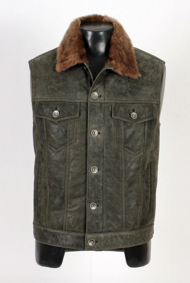 Brunello Cucinelli Fur Lined Leather Vest - New - M - $9295 Retail - Image 3 of 4