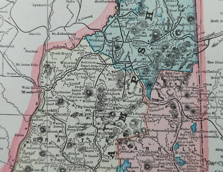 Vintage 1902 NEW HAMPSHIRE Map 11"x14" Old Antique Original LACONIA LAKEPORT NH - Изображение 4 из 4