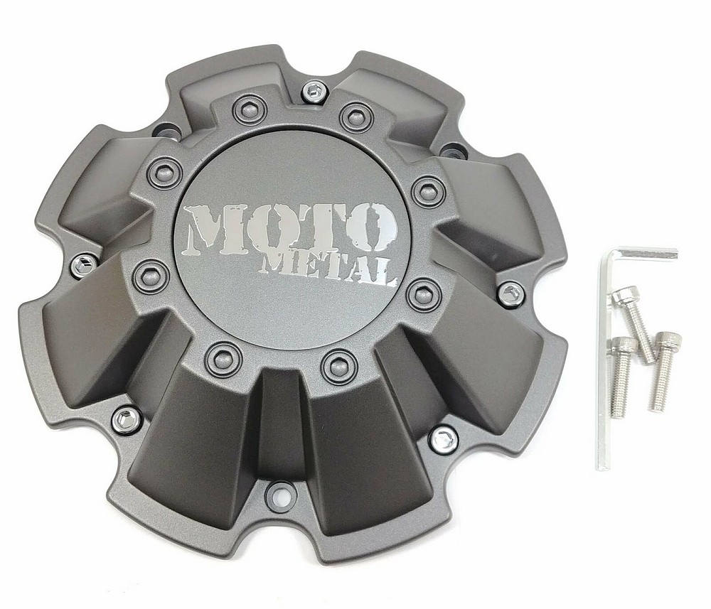 NEW Moto Metal Satin Gray Wheel Center Cap w/ Screws 5/6/8 Lug
