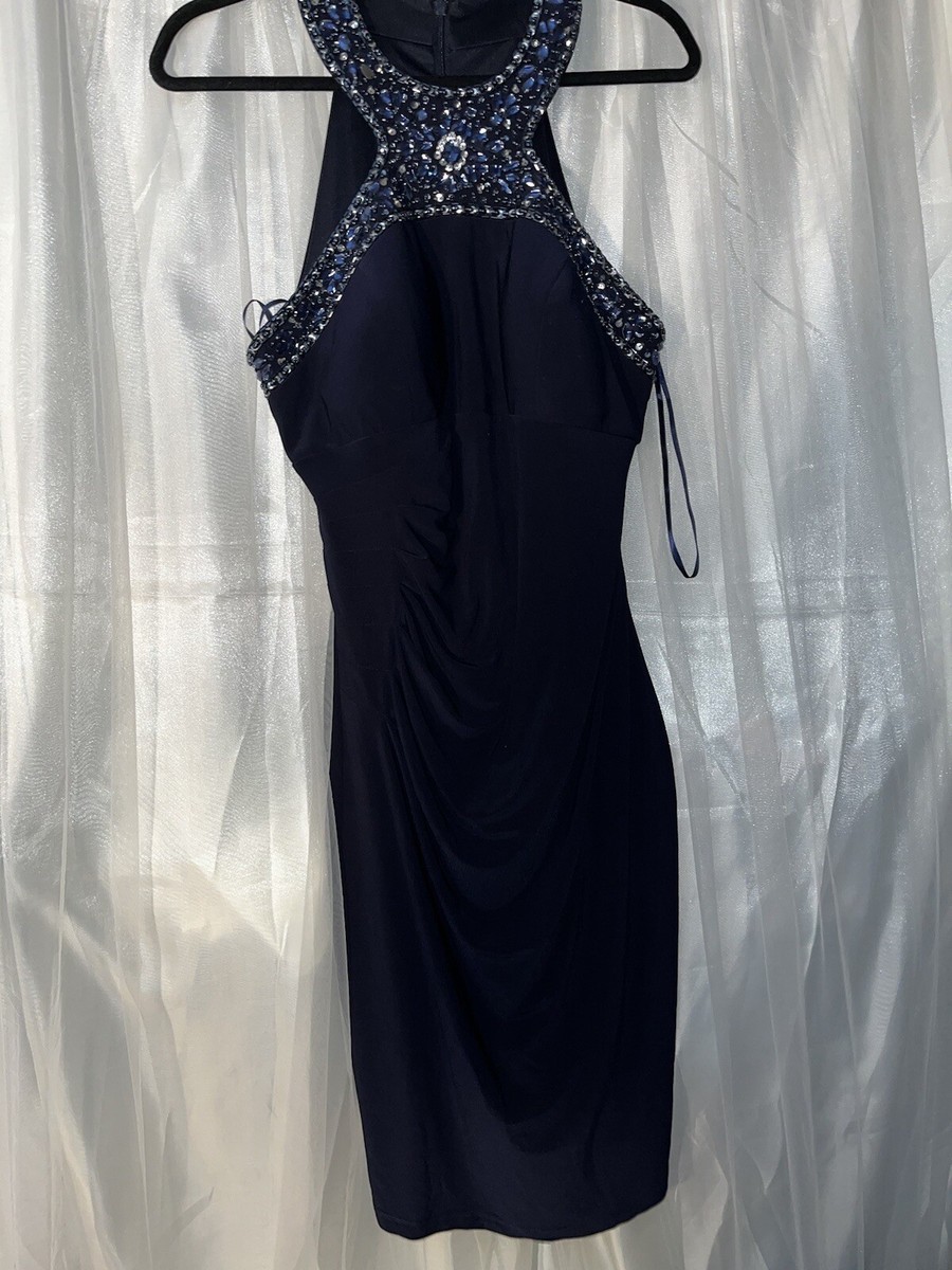 cache beaded dress The vintage 90s/Y2K is a true masterpiece of fashion, combining elegance, asymmetry, and intricate beading details. The dress is made of delicate silk, which drapes beautifully on the body Cache Womens Beaded Dress navy