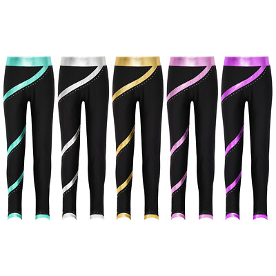 Mädchen Sporthose Sport Leggings Kontrastfarben Tanz Laufen Fitness Yoga Hosen