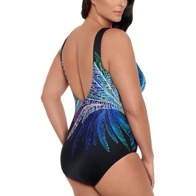 希少！lastvirgin swimwear Swim Solutions Blue Palm In Palm Firework Print One-Piece