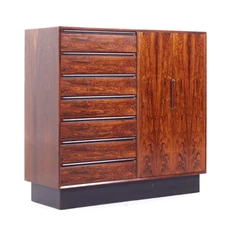 Westnofa Mid Century Danish Rosewood 14 Drawer Armoire Gentleman's Chest Highboy