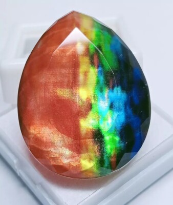 Opal-Like Organic 50 Ct Natural Ammolite Certified Doublet Loose Gemstone
