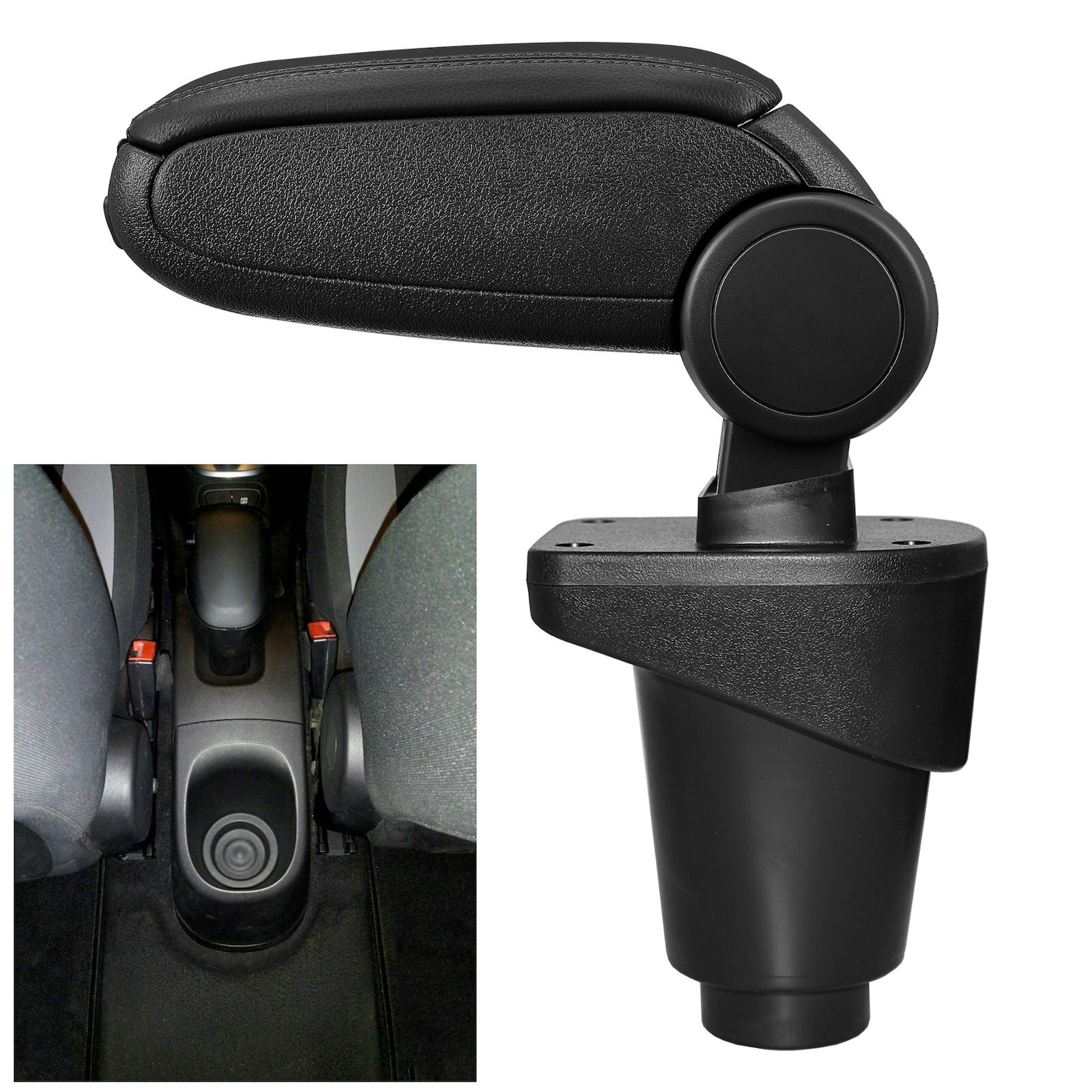 Accoudoir Fiat 500L noir avec rangement intégré pour optimiser votre habitacle