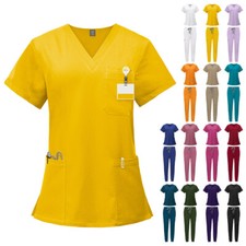 Stretch Unisex Medical Scrub Set Men Women Jogger V-Neck Hospital Dentist Nurse