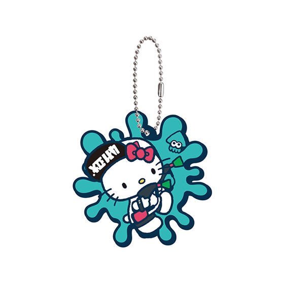 Splatoon 2 x Sanrio Characters Hello Kitty Rubber Mascot Keychain