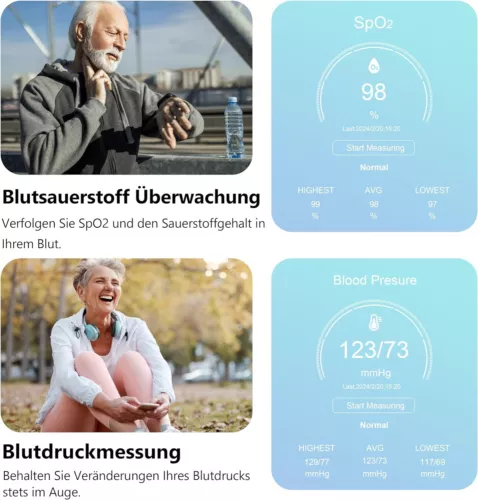 Für Samsung Huawei Smartwatch Armbanduhr Blutdruck Fitness Tracker Herren Damen~ - Bild 9 von 16