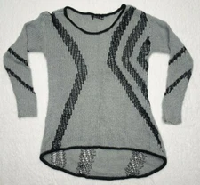 Dex 1963 Women Lightweight Knit Long Sleeve Tri Blend Sweater Top Medium Gray