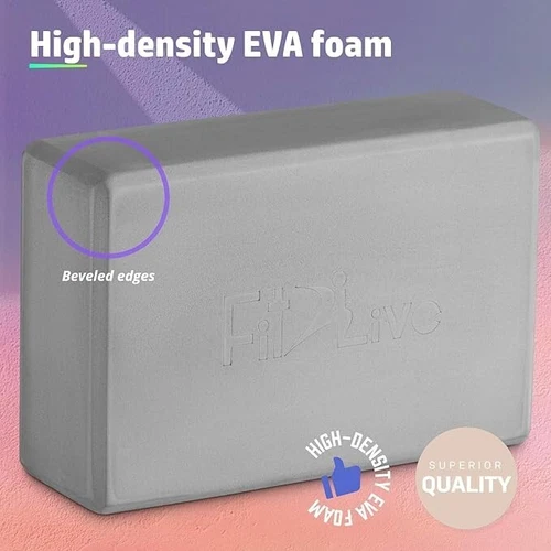 Yoga Blocks Set Foam Brick x2 Aids Pilates Grey Non-Slip Surface Travel Light - Picture 4 of 12