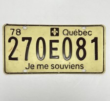 1978 QUEBEC LICENSE PLATE /270 E 081/ QUEBEC LICENSE PLATE 1978