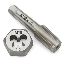 M18 x 1.5 Metric Tap and Die Set HSS Machine Tap and GCr15 Alloy Steel Hex Di...