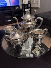 Rare antique Victorian Queen Victoria Sterling Inlaid Tea/ Coffee Set 1837-1907