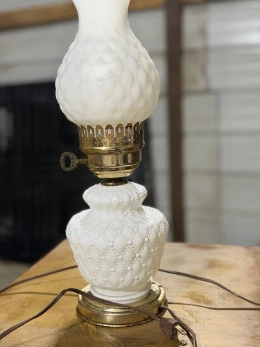 vintage milk glass hurricane table lamp