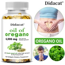 Oregano Oil Capsules 6000mg Organic Extract Digestive Immune Support 120 CT US