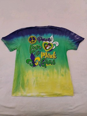 Bucees Shirt Adult Large Multicolor Tie Dye Mardi Gras Crewneck Graphic Print