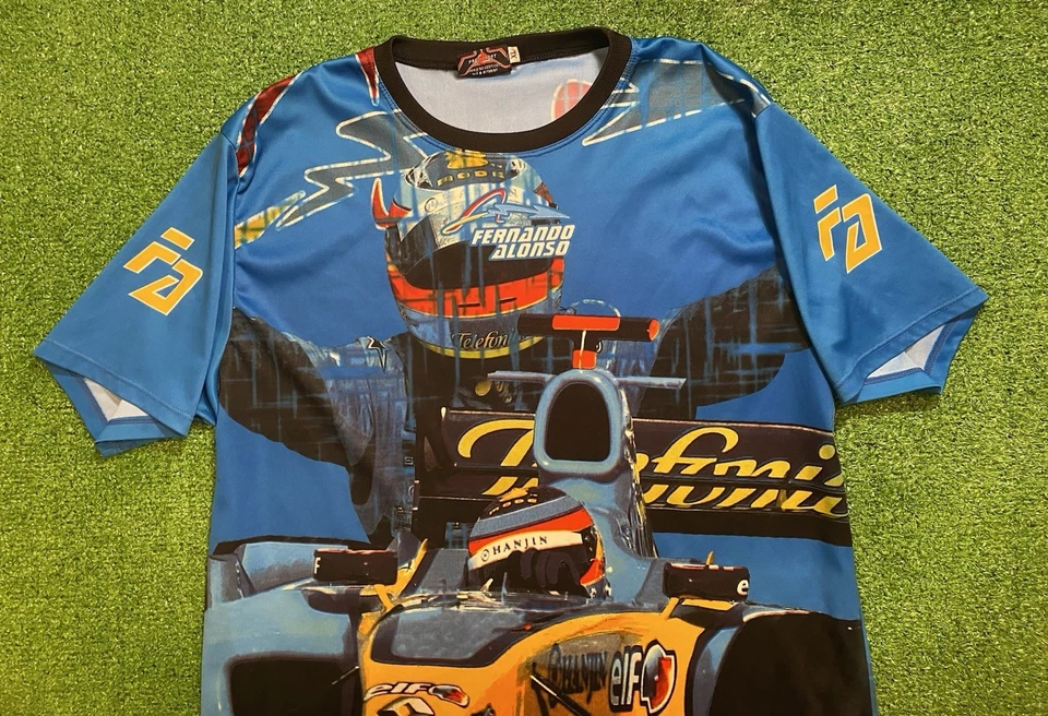 Vintage Fernando Alonso T Shirt Mens XL Renault Racing AOP World Champion VTG - Image 3 of 4
