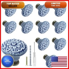 12 Pcs Light Blue Ceramic Kitchen Cabinet Knobs