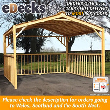 Standard Softwood Atlas Wooden Gazebo DIY Kit Pressure Treated 3000mm x 3000mm