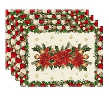 Manteles Individuales De Navidad 4Pcs  decoracion fiestas navideña