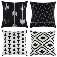 Set of 4 Decorative Geometric 18 x 18 Inches Throw Pillow Covers - Modern Pat...