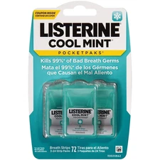 Listerine Cool Mint PocketPaks On-the Go Freshness, 72 Breath Strips  SAVE!!!!