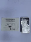 1986 Liberty Trade Silver 1 Troy Oz .999+ Silver Bar Assay Certificate w Plastic