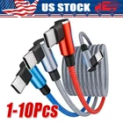 90 Degree Angle USB-C to USB-C Charger Cable Fast Charging Type Sync Cord LOT