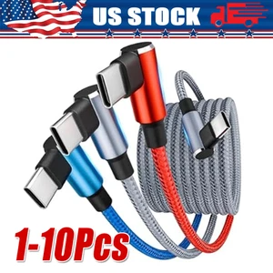 90 Degree Angle USB-C to USB-C Charger Cable Fast Charging Type Sync Cord LOT