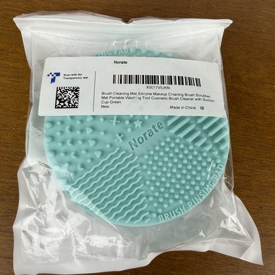 Norate Makeup Brush Cleaning Mat - Silicone  with Suction Cup - Teal Green