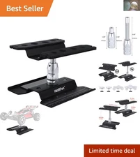 Lightweight Aluminum RC Car Stand with Magnetic Strip for Secure Repairs - Black