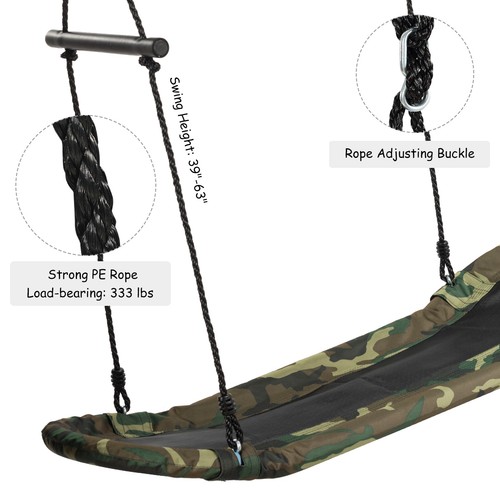 Saucer Tree Swing Surf Kids Outdoor Adjustable Oval Platform Swing Set w/ Handle - Bild 8 von 12